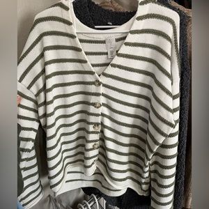 Stripped cozy button up sweater